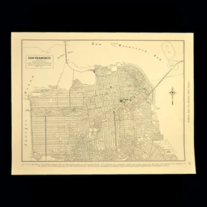 Vintage SAN FRANCISCO Landkarte Stadt Straßenkarte Original Atlas 40er Jahre - Bild 1 von 8