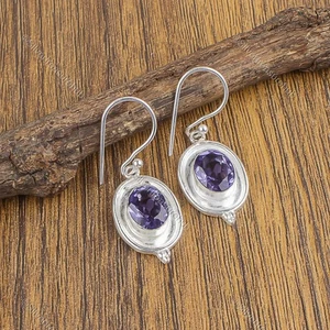 Pendientes de compromiso de plata 925 de piedra de iolita Halloween boda aniversario esposa - Imagen 1 de 5