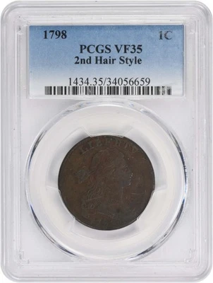 1798 Large Cent 2nd Hair Style VF35 PCGS - Image 1 of 4