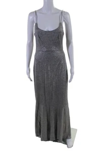 Hutch Womens Back Zip Spaghetti Strap Metallic Knit Dress Gray Size 6 LL19LL - Picture 1 of 6