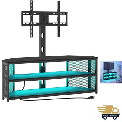 Подставка для телевизора с креплением и розеткой питания, поворотная подставка для телевизора со светодиодной подсветкой для 32/... - Изображение 1 из 4