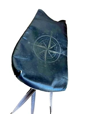 Genuine Rustic Leather Sling Day Backpack Messenger Zipper Pockets Compass - Image 1 of 4