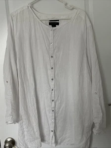 Tahari Flachs Leinen weiß Tunika Bluse 3X Lagenlook minimalistisch - Bild 1 von 10