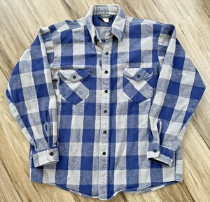 Camisa de franela OshKosh B'Gosh vintage para hombre mediana a cuadros azul caminata al aire libre - Imagen 1 de 10