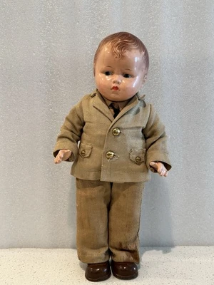 Vintage Effanbee Walk-Talk-Sleep Baby Grumpy Doll Composition Cloth Military Boy - Image 1 of 4