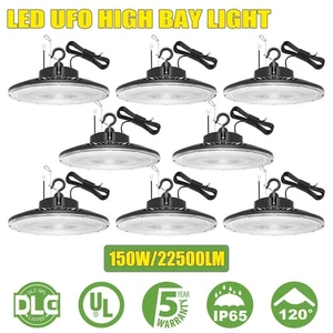 (8Pack) 150W IP65 Waterproof LED UFO Commercial High Bay Lighting 0-10V Dimmable - Picture 1 of 14