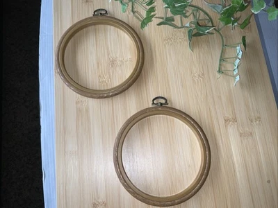 Vintage Flexi-Hoop Needlework Hoop Frames With Stylish Metal Hangers Tops 51/2” - Image 1 of 4