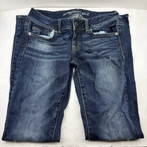 American Eagle Kick Boot Jeans Damen 4 Low Rise Blau Stretch Freizeit Preppy - Bild 1 von 9