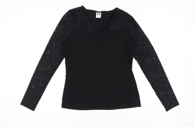 Vero Moda Women’s Black Lace Sleeve V-Neck Tunic Blouse Size M - Image 1 of 4