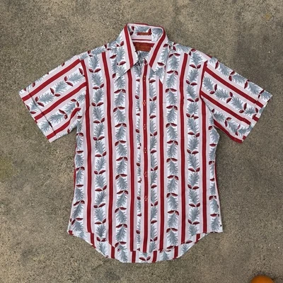 Vintage Sears Kings Road Shop Japanese Short Sleeve Button Up Shirt XL 1960s 70s - Image 1 of 4