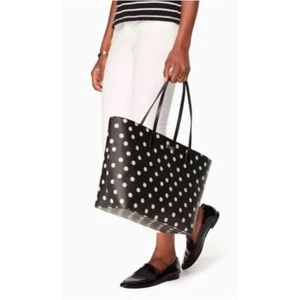 Kate Spade Shore Street Margareta Tote Blue White Deco Beige Picture Polka Dot - Picture 1 of 5