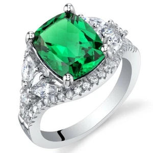 Anillo heredado de plata esterlina esmeralda simulado de 4 quilates tallas 5 a 9 - Imagen 1 de 2