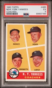 1960 TOPPS #465 NEW YORK YANKEES COACHES PSA 5 - Picture 1 of 2
