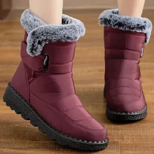 2025 Waterproof Winter Women Shoes Snow Boots Fur-lined Slip On Warm Ankle botas - Picture 1 of 11