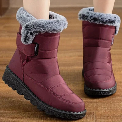 2025 Impermeable Invierno Mujeres Zapatos Botas para Nieve Forradas de Piel Sin Cordones Cálidas Botas al Tobillo Foto 1 de 4