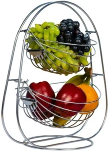 New Stainless Steel Double Step Swing Fruit & Vegetable Basket for Kitchen US - Picture 1 of 4
