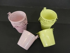 Vtg Egg Cup Bail Buckets Enameled Metal Painted 6 Each of Pink, Lime-Yellow S07 - Picture 1 of 7