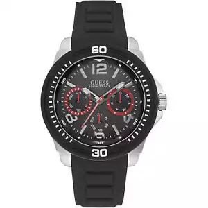 Mens Wristwatch GUESS TREAD W0967G1 Multifunction Silicone Black Sub 100mt NEW - Picture 1 of 1