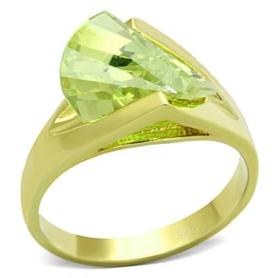Anillo de oro peridoto cóctel plata de ley verde circonita Foto 1 de 4