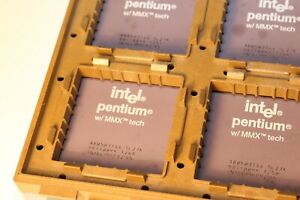 INTEL PENTIUM MMX 166 Mhz Vintage CPU RECYCLE GOLD INSIDE