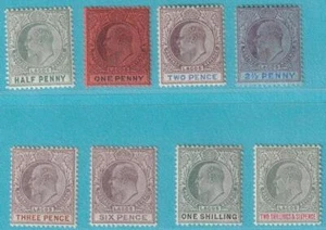 Lagos 1904 * hinge remains MiNr. 33-40 test mark on MiNo. 40 - Picture 1 of 2