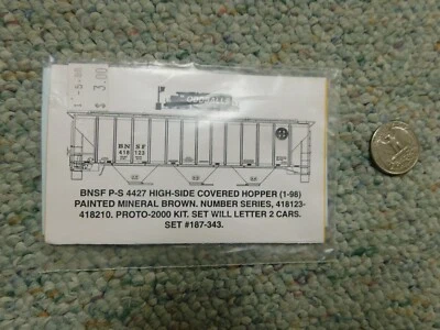 Oddballs decals HO #187-343 BNSF PS-4427 High Side covered hopper ptd brown ZZ43 - Image 1 of 2