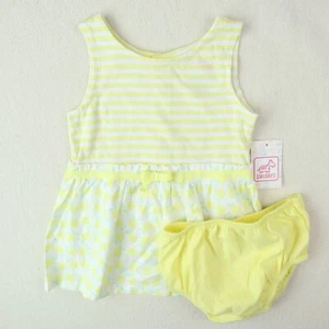 Baby Dress & Bloomer Set Size 24 Month Yellow Lemon Stripe Toddler Tunic T Tank - Picture 1 of 6