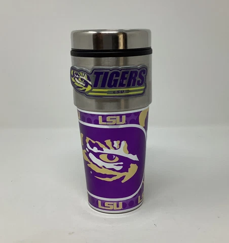 LSU Tigers 16 oz Stainless Steel Travel Coffee Mug Cup Louisiana State Univ Cover