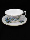 Vintage Royal Grafton Fine Bone China England Blue Flowers Cup And Saucer