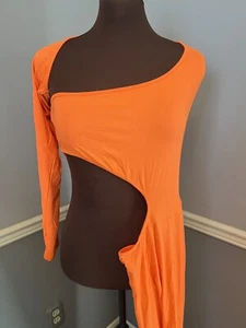 Damen Einarm Hollow Out Skinny Jumpsuit Strampler Neu ohne Etikett Orange XXL - Bild 1 von 8