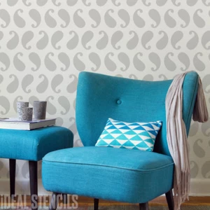 Paisley Schablone Wanddeko Wiederholungsmuster Wohnstoff Möbel ideale Schablonen - Bild 1 von 12