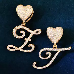 Kursiver Einzelbuchstaben Anhänger - dünnes Design, 18K vergoldet, Luxus Statement - Bild 1 von 7