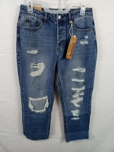 Pantalones de mezclilla para mujer VANILLA STAR AÑOS 90 NOVIO súper rascacielos en dificultades talla 9 - Imagen 1 de 8