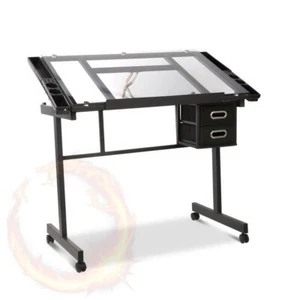 Artiss Drawing Desk Drafting Table Black - Picture 1 of 6