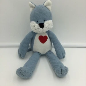 Peluche Pottery Barn Niños Azul Blanco Perro Corazón Tejido SIN SONIDO 11" - Imagen 1 de 5