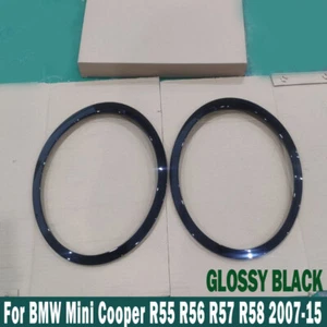 Pair Headlamp Headlight Trim Ring For Mini Cooper R55 R56 2007-2015 Glossy Black - Picture 1 of 10