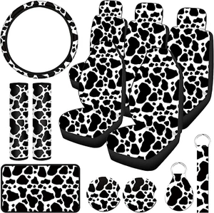 Cow Print Car Seat Covers Full Set for Women Men Cow Print Car Accessories Set R - Picture 1 of 12
