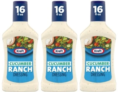 Kraft Cucumber Ranch Salad Dressing, 16 Ounce (3 Bottles) Creamy Fresh Zesty - Image 1 of 4