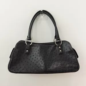 Vintage JRA echt Straußenleder Baguette Schultertasche Medium schwarz JAPAN 276 - Bild 1 von 18