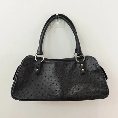 Vintage JRA Genuine Ostrich Leather Baguette Shoulder Bag Medium Black JAPAN 276 - Image 1 of 4