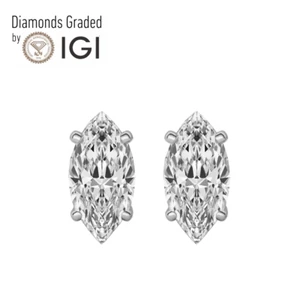 IGI 4 kt F VS1 Marquise Lab Diamant Korb Ohrstecker Schraubverschluss 14 K Weißgold - Bild 1 von 9
