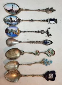 7 800 Silber & Emaille European Grand Tour Löffel Venedig Genua Luzern Köln Zürich - Bild 1 von 8