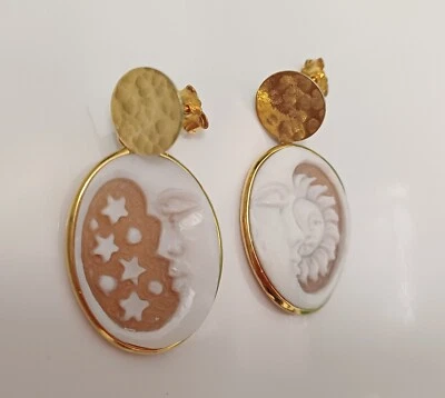 Orecchino Cammeo  Argento Giallo SOLE LUNA  NATALE Autunno Woman Inver Color oro - Immagine 1 di 4