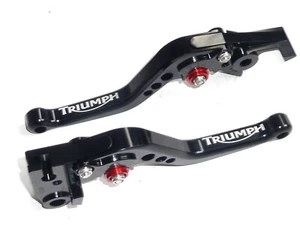765 STREET TRIPLE R 2020-2025 SHORT BLACK BRAKE + CLUTCH LEVER Laser engraved - Picture 1 of 8