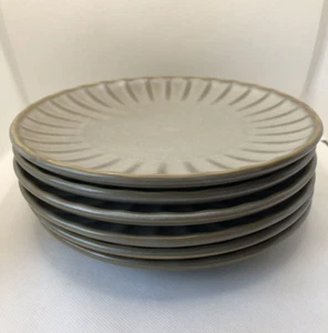 Genware Terra Porcelain Matt Grey Scalloped Coupe Plates 20.3 cm Set of 6 - Picture 1 of 5