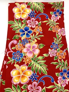 Tropical Flowers Cotton Fabric Red Multi 3.9 Yds 44" W No Selvage - Picture 1 of 3