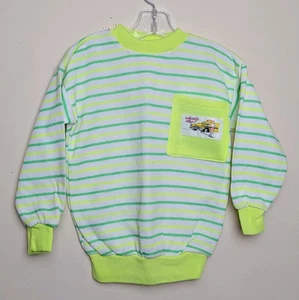 Felpa girocollo vintage surf neon anni 80 hot rod a righe bambino 2T - Foto 1 di 9