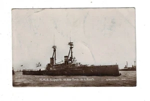 WWI HMS Superb English RPPC Spithead Series 655 Postcard 2433 - Picture 1 of 2