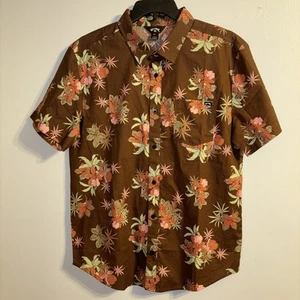 Camisa Billabong Para Hombre Talla L Marrón Floral Tropical Abotonada Manga Corta Precio de venta sugerido por el fabricante 66 $ - Imagen 1 de 13