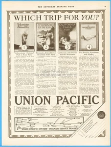 1917 Union Pacific Railroad Train Yellowstone Colorado California Alaska Trip Ad - Picture 1 of 1